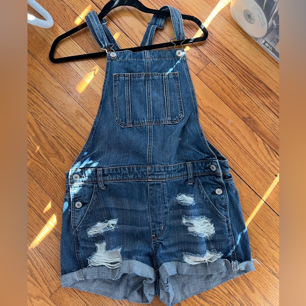 American Eagle Denim Distressed Overalls